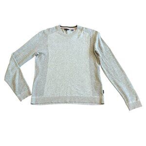 Ted Baker London Grey Pullover Sweater Stretch Ribbed Trim Crew Neck Size Large